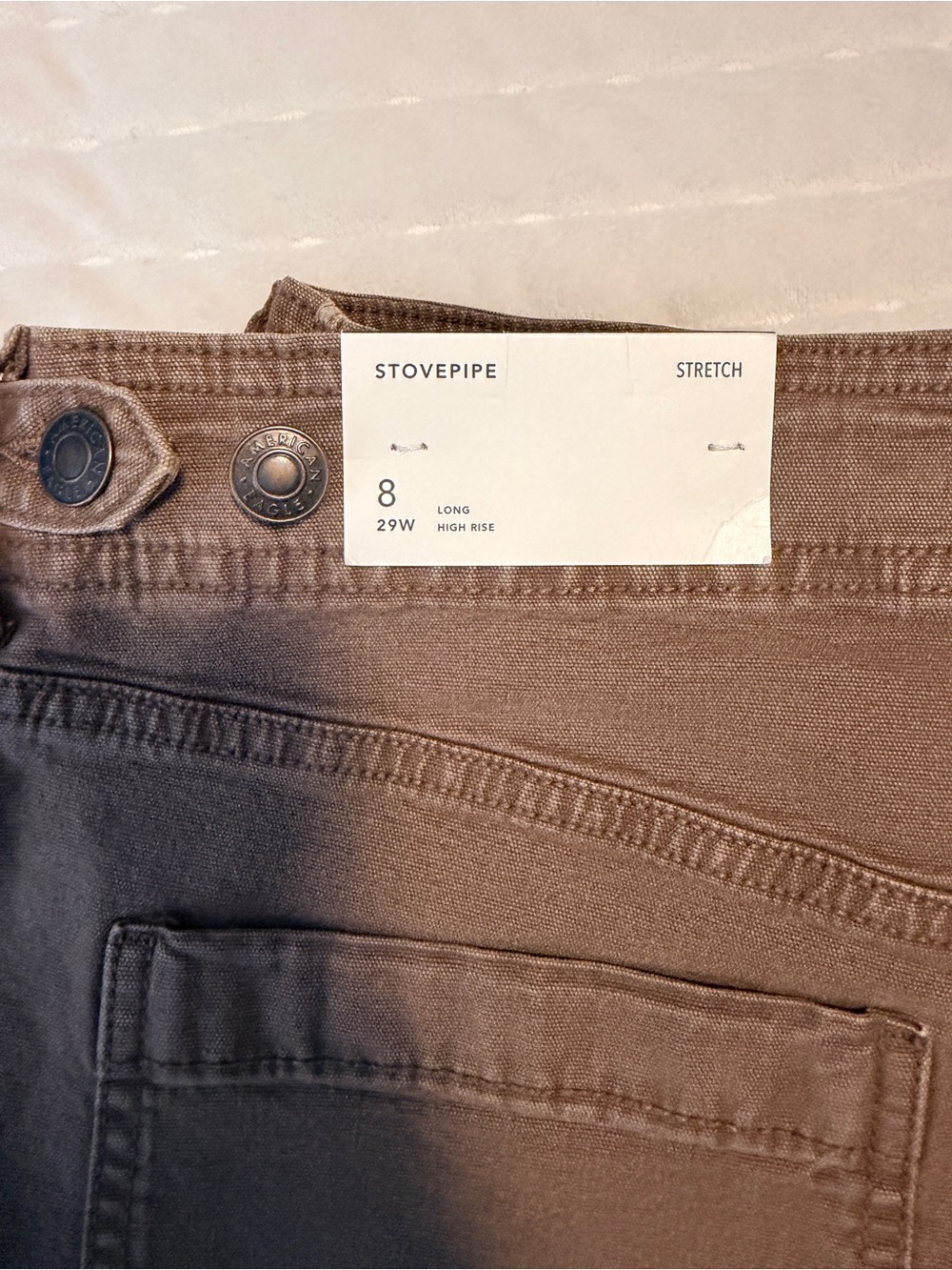 NWT AE Stretch High Waisted Utility Stovepipe Brown Jeans Pants 8L 29W - Picture 13 of 14